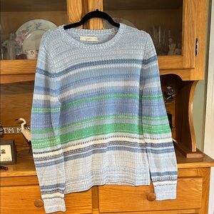 LOFT women’s  Sweater in Blue and Green Stripes